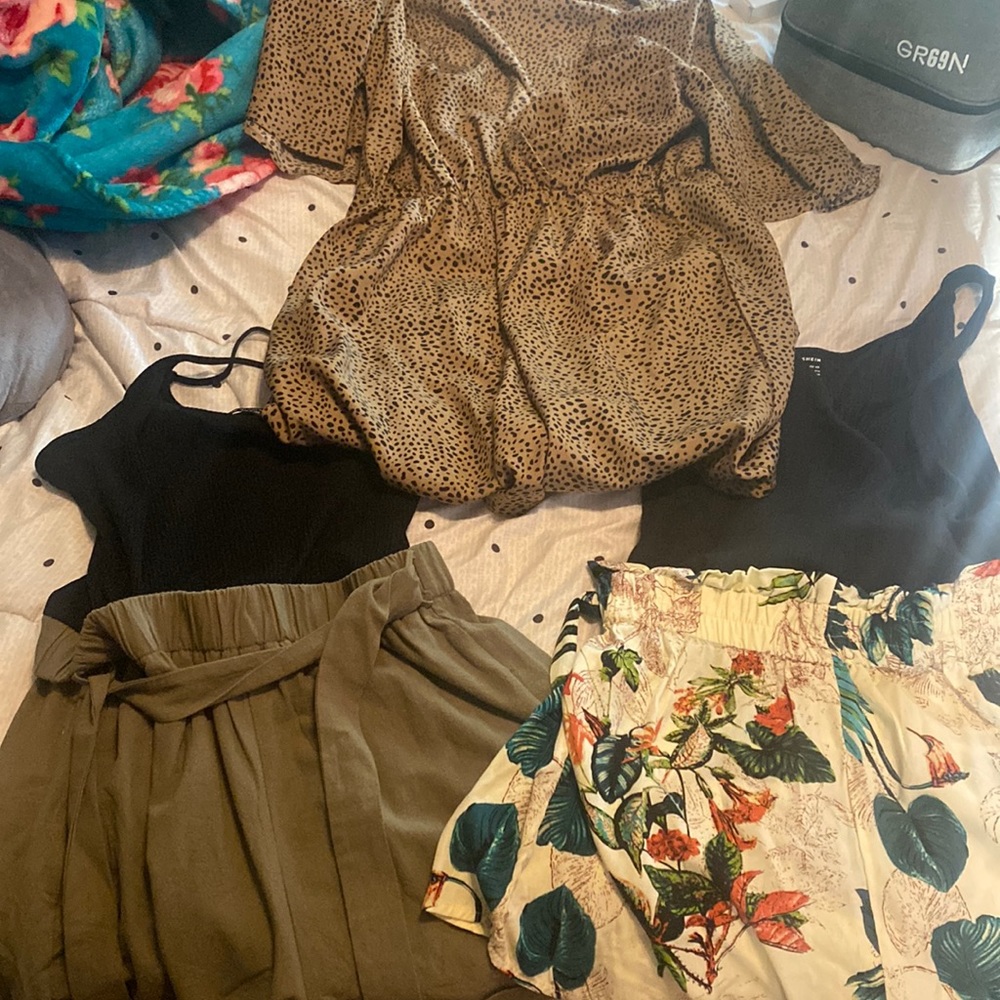 Three rompers size large, never worn! All three together!